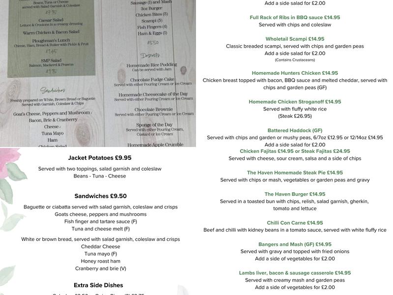 Haven Inn Menu
