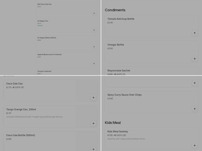 Atwals Chip Shop Menu