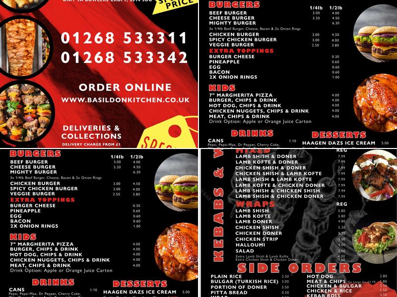 Basildon Kitchen Menu