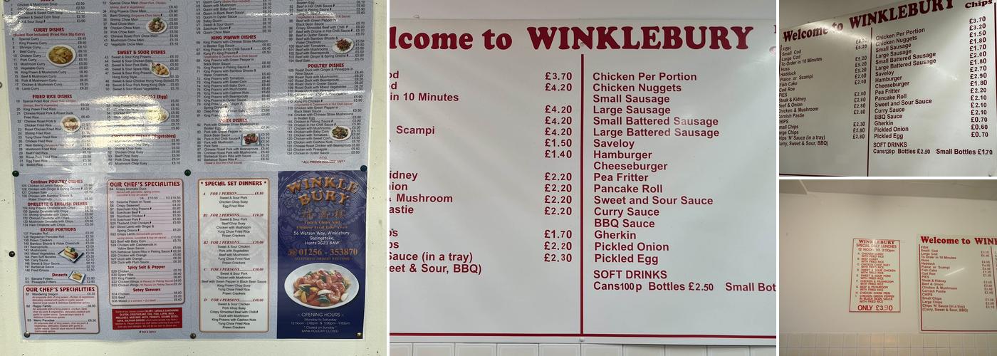 Winklebury Fish & Chips Menu