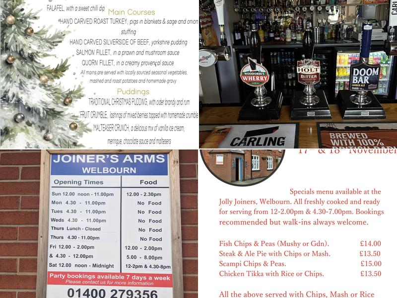Joiners Arms Menu