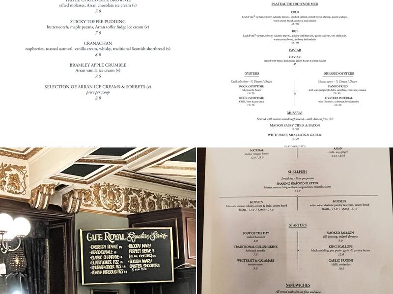 Cafe Royal Menu