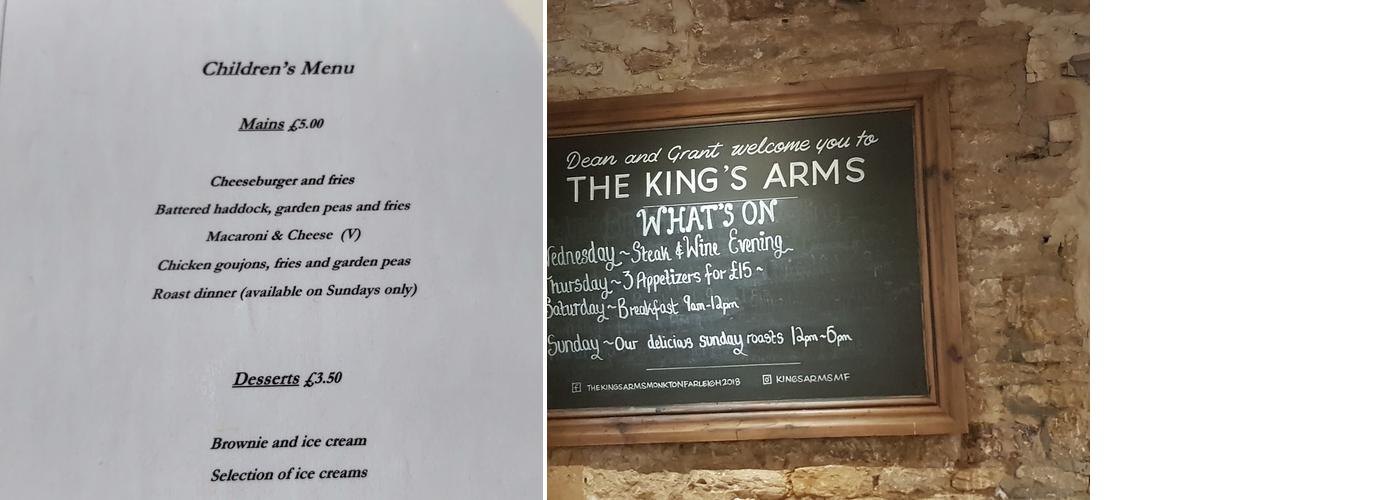 Kings Arms Menu