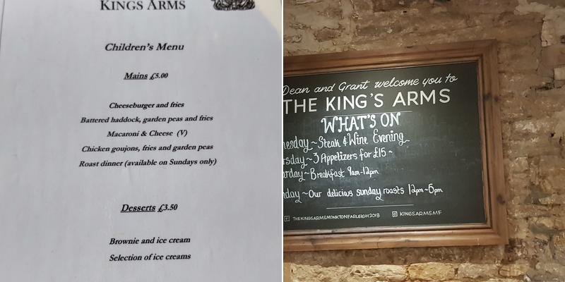 Kings Arms Menu