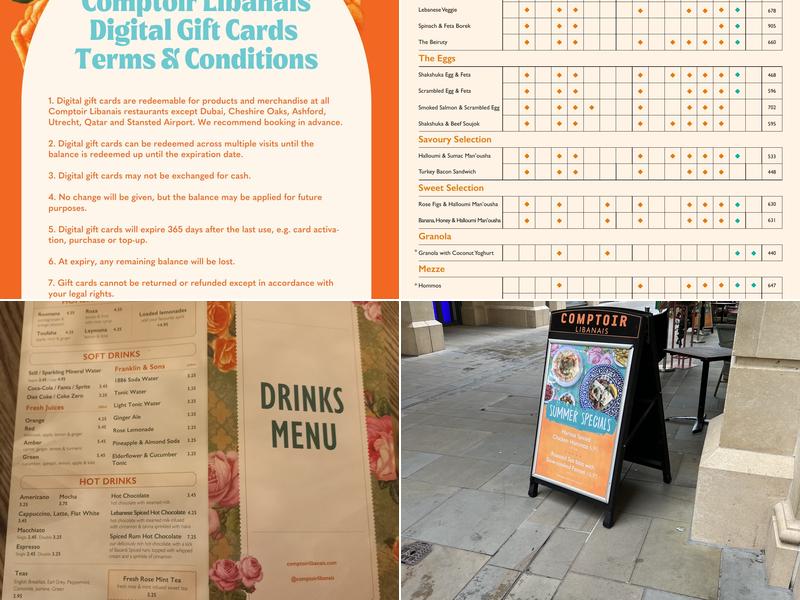 Comptoir Libanais Bath Menu