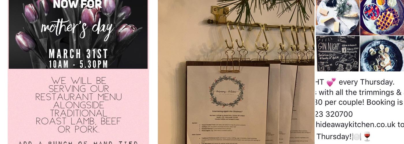 Hideaway kitchen Menu