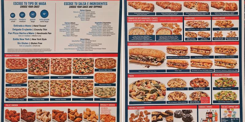 Domino's Pizza Menu