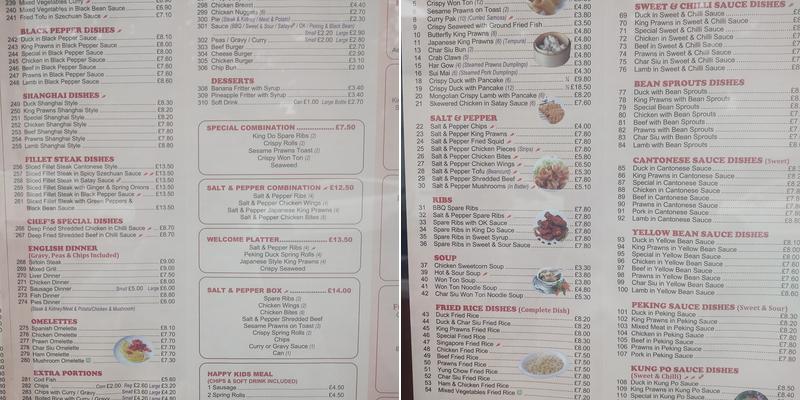 Happy Garden Fish & Chips Menu