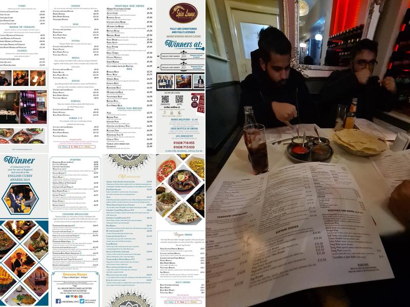 Spice Lounge Restaurant Menu