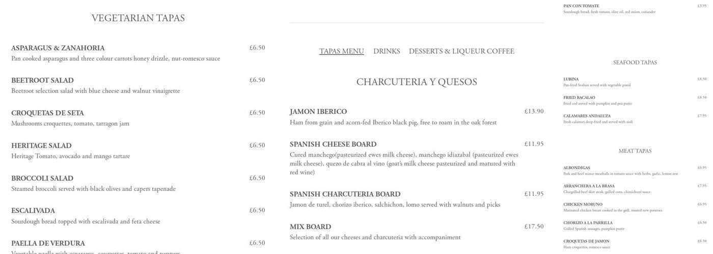 Tapeo Cafe & Tapas Menu
