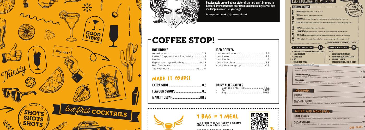 Gordon Arms, Bedford Menu