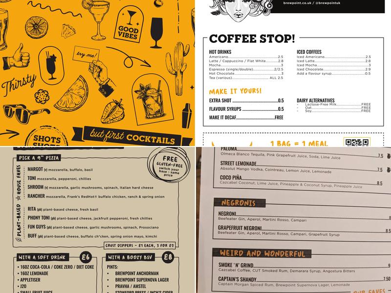 Gordon Arms, Bedford Menu