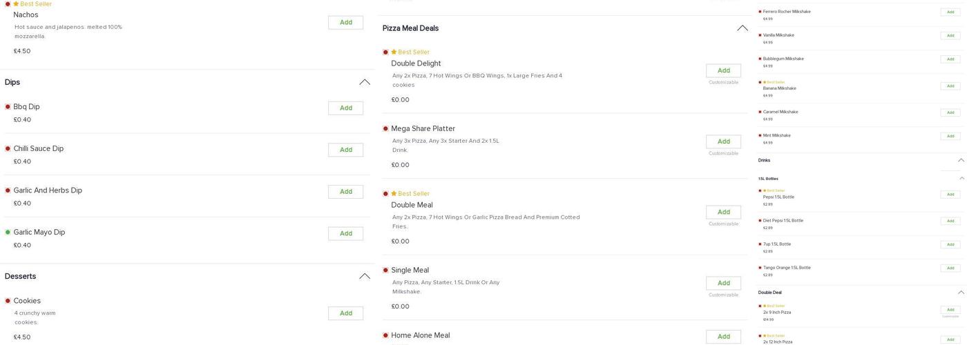 Top Slice pizza Menu