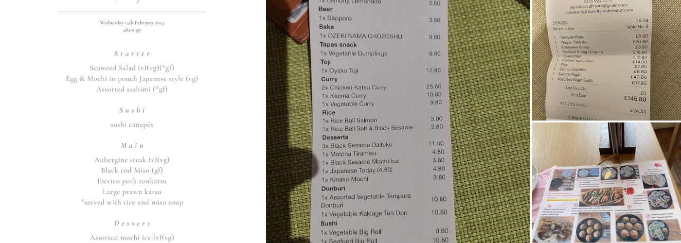 Japanese Kitchen SORA Café & Izakaya Tapas Menu