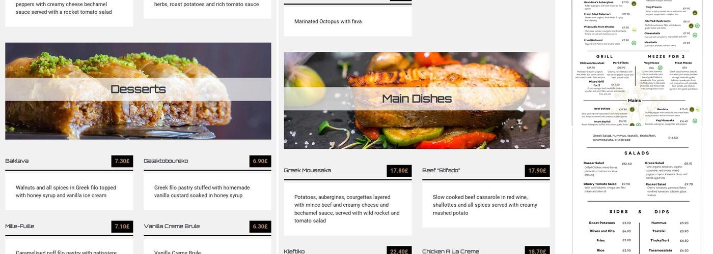 Kellari Greek Restaurant Menu