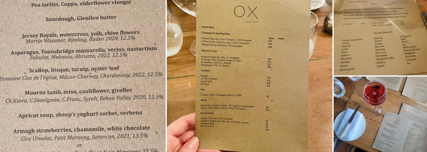 OX Belfast Menu