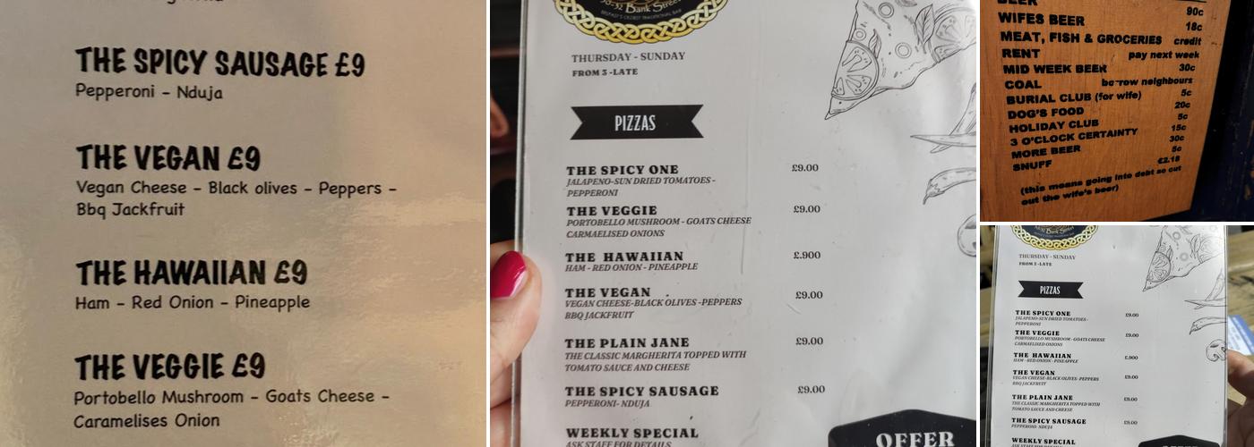 Kelly's Cellars Menu