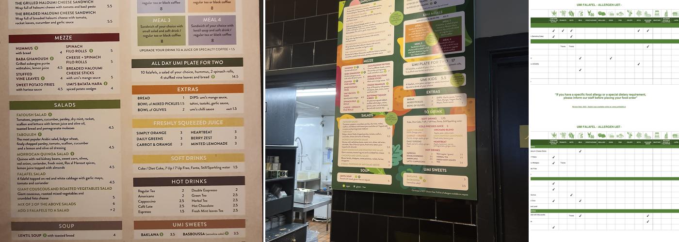 Umi Falafel Menu