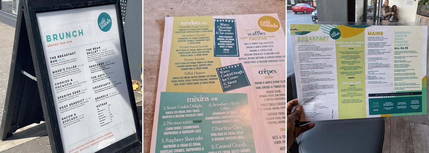 Cafe Mauds Menu