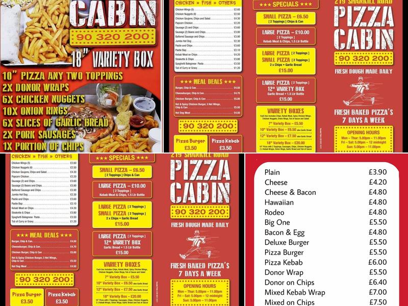 Pizza Cabin Menu