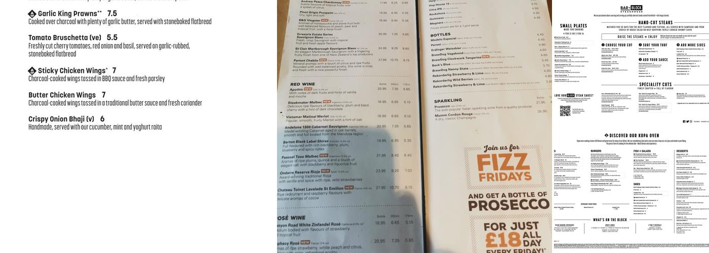 Bar + Block Steakhouse Belfast Menu