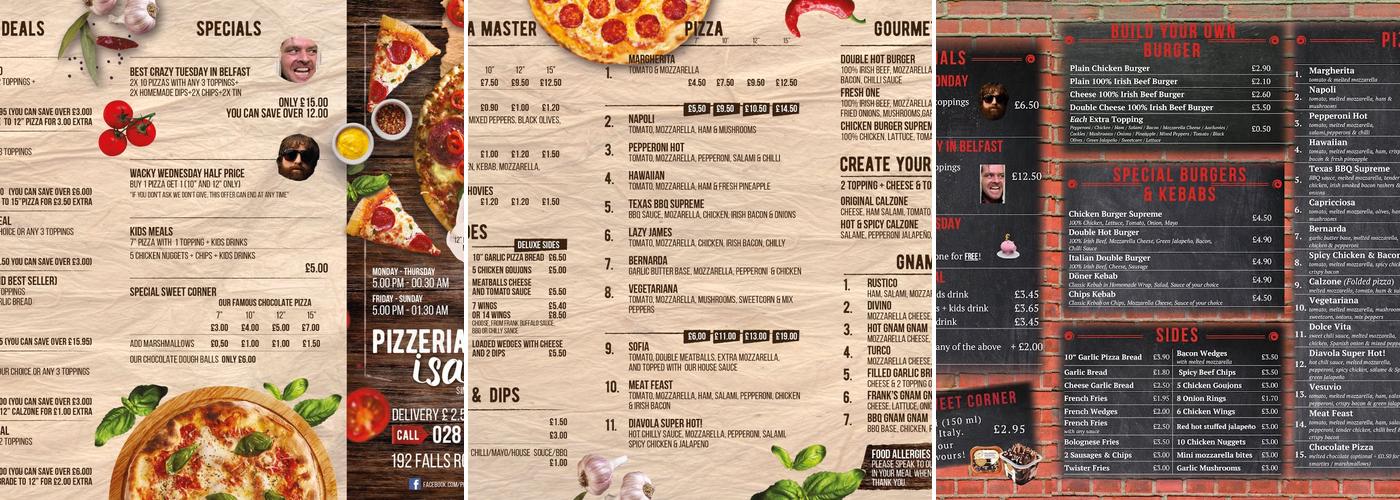 Isabella Pizzeria Menu