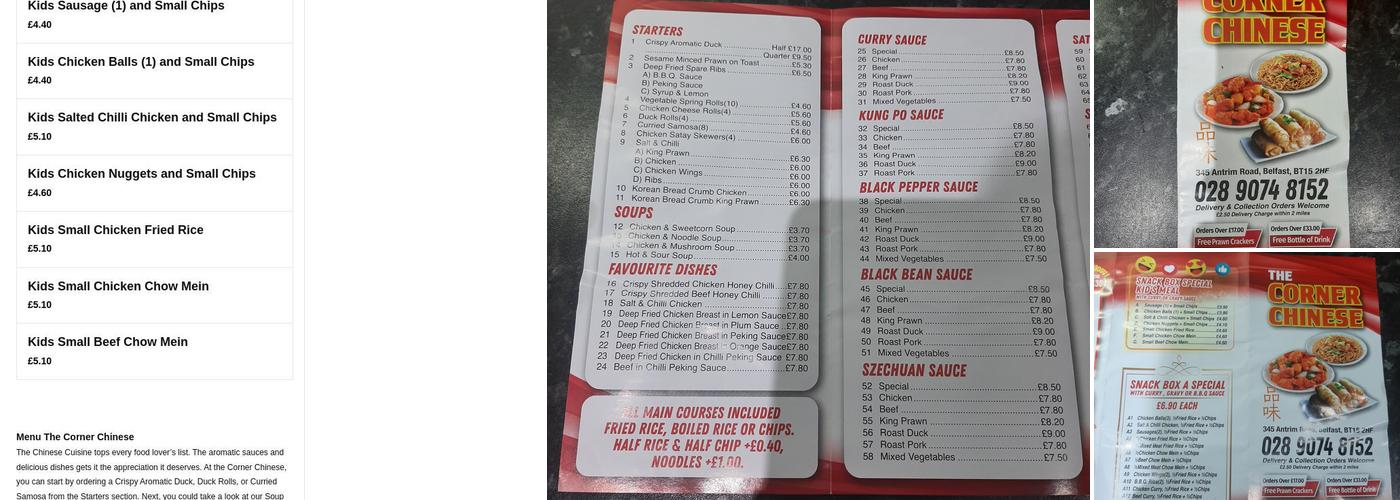 The Corner Chinese Menu