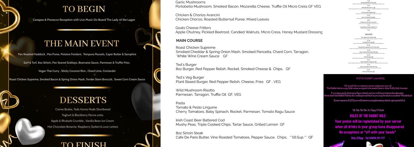 The River Rooms Menu