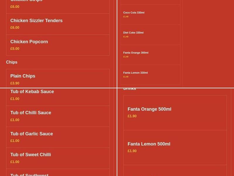 Kebab House Menu