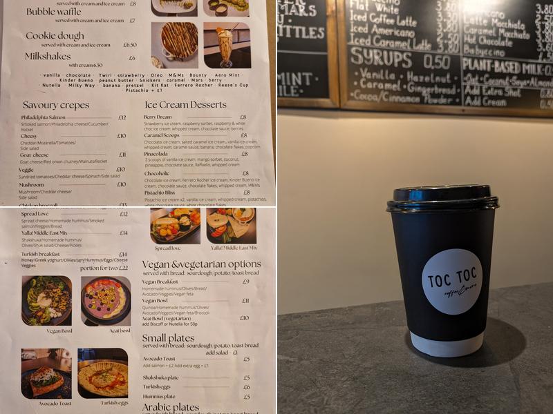 Toc Toc coffee & more Belfast Menu