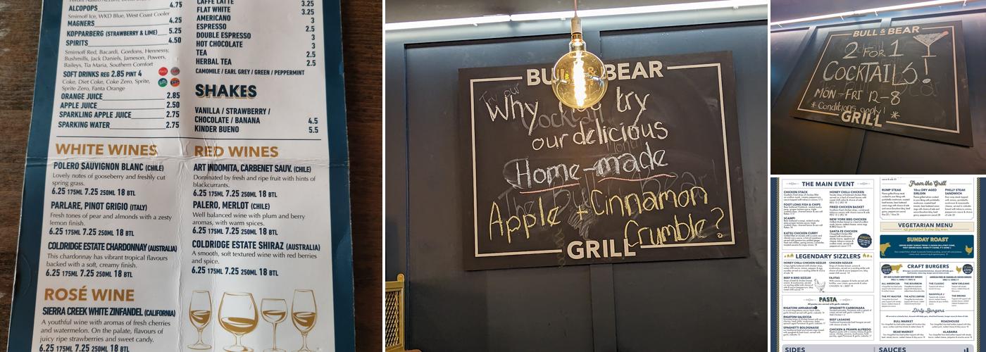Bull & Bear Grill Menu
