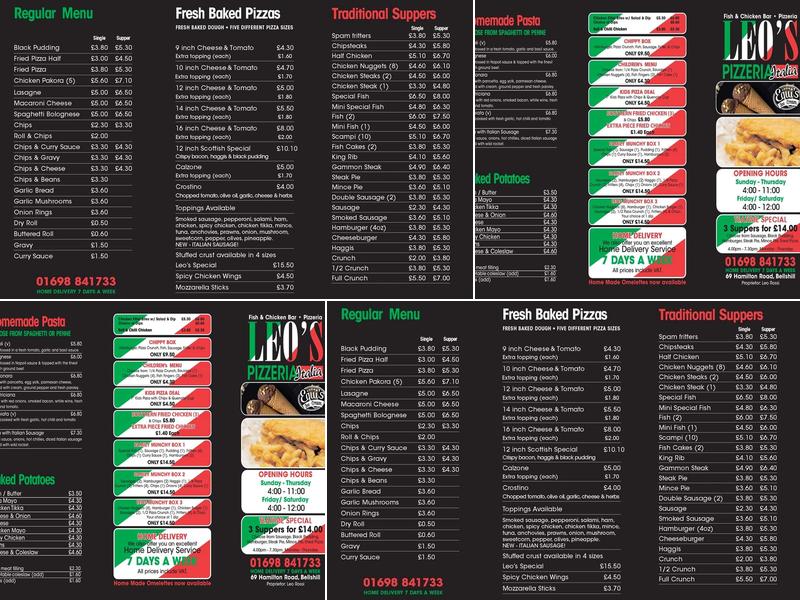 Leo's Pizzeria Menu