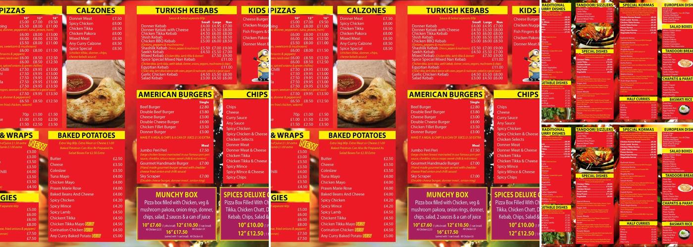 Spices bellshill Menu