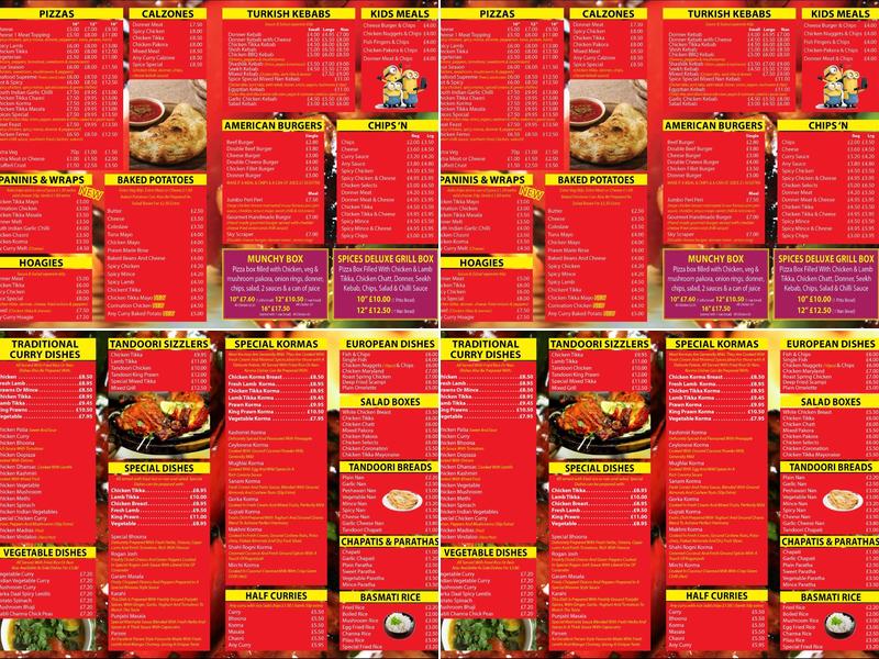 Spices bellshill Menu