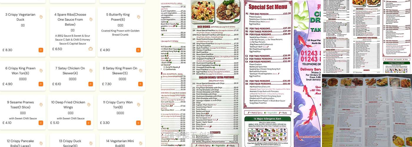 China Dragon Takeaway Menu
