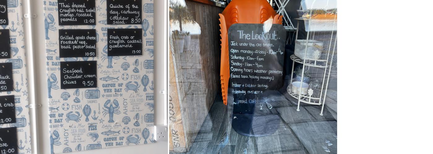 The Lookout on the River Tweed Cafe Menu