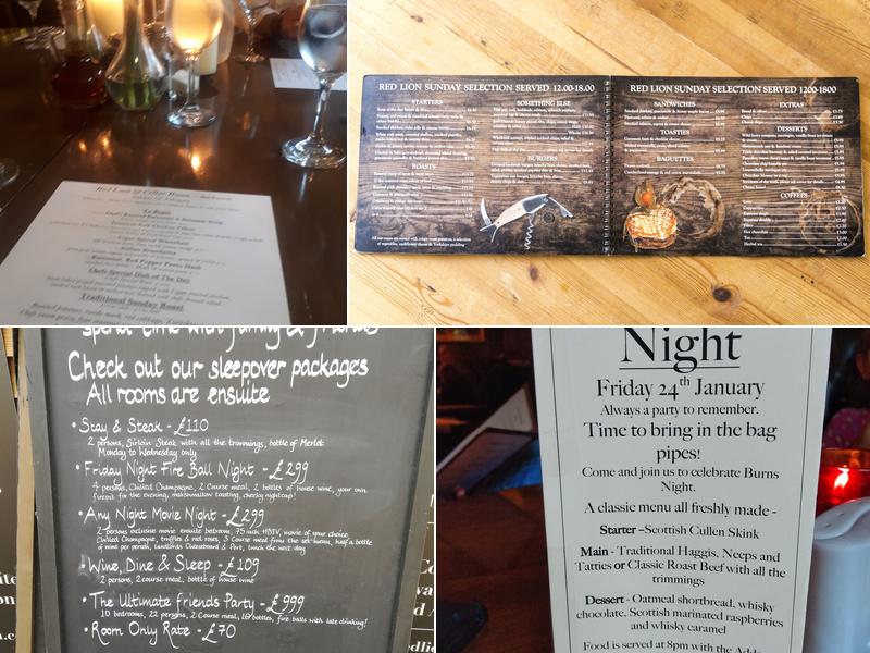The Red Lion & Cellar Room Menu
