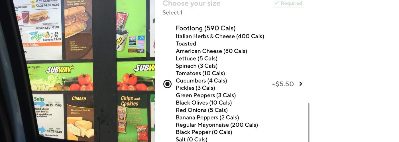 Subway Menu
