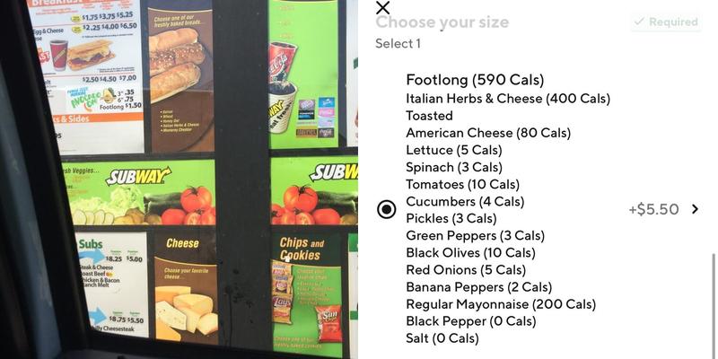 Subway Menu