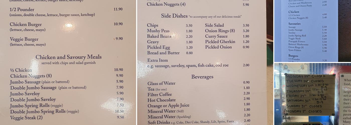 Marinos Menu