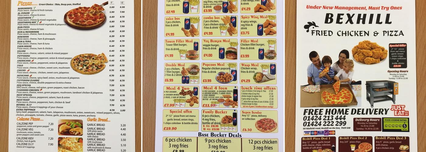 Bexhill Fried Chicken Menu