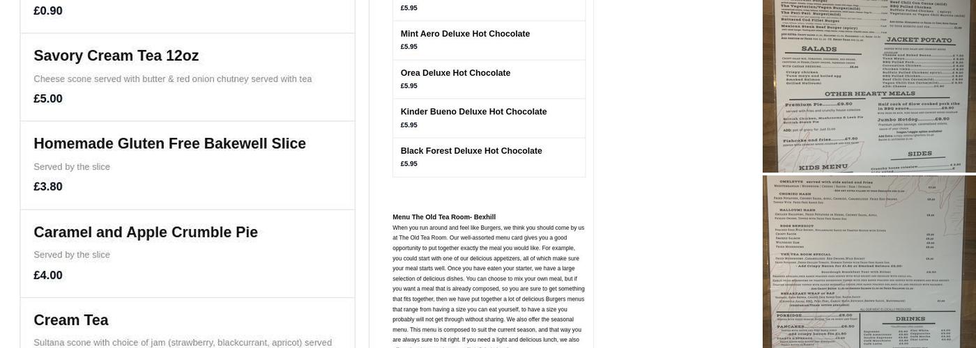 The Old Town Tea Room Menu