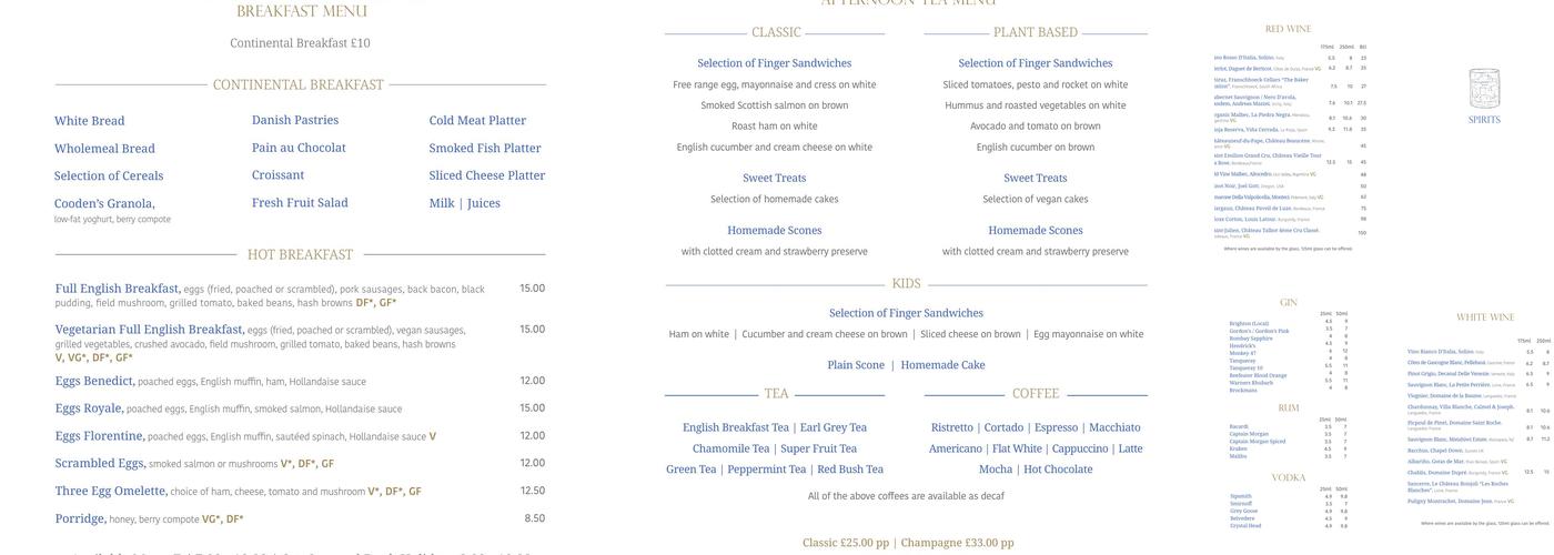 Brasserie On The Beach Menu
