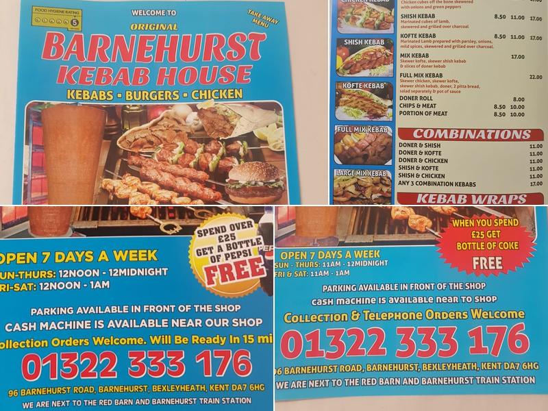 Barnehurst Kebab House Menu