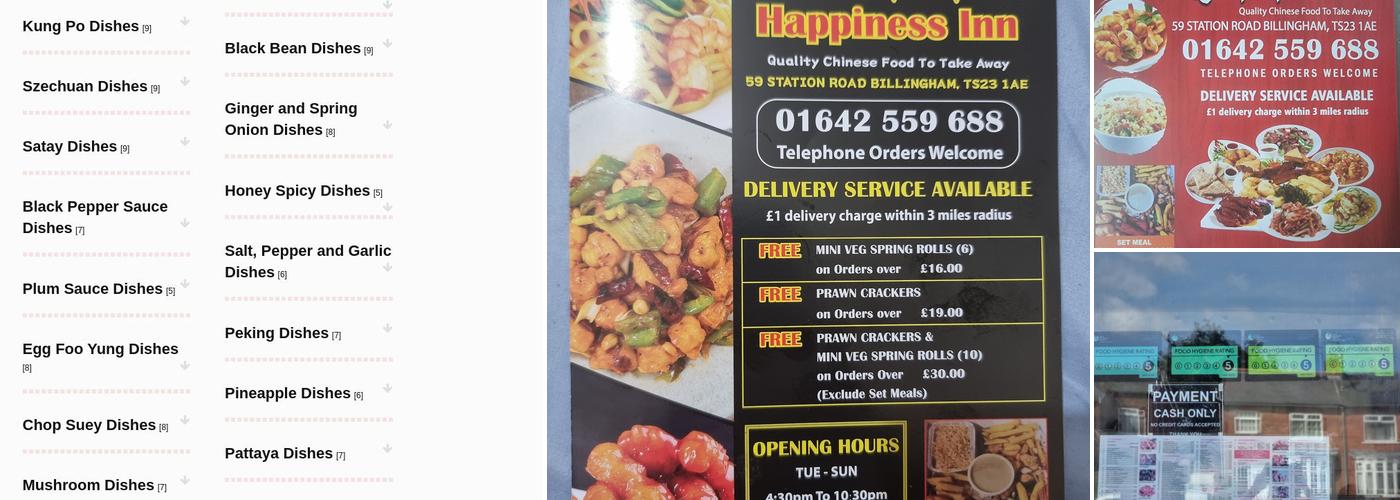 Happiness Inn Menu