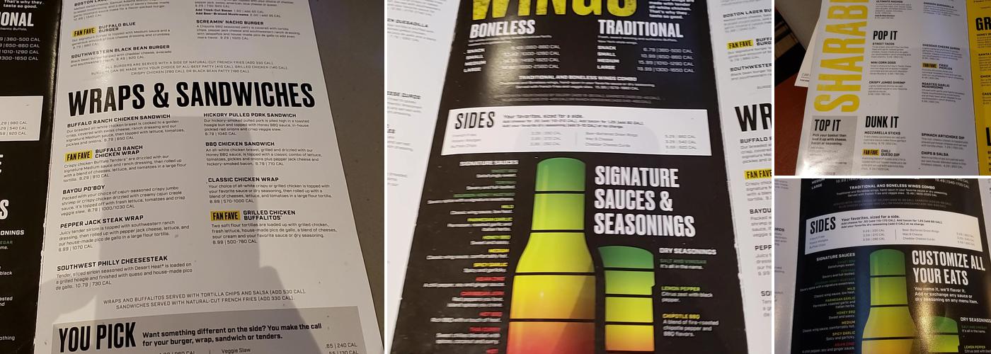 Buffalo Wild Wings Menu