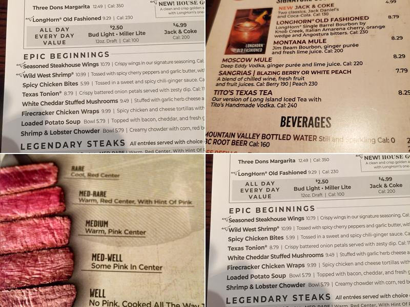 LongHorn Steakhouse Menu