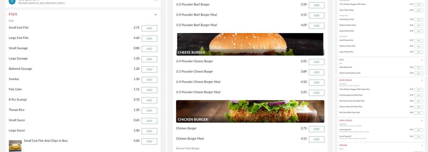 Stan's Fish Bar Menu