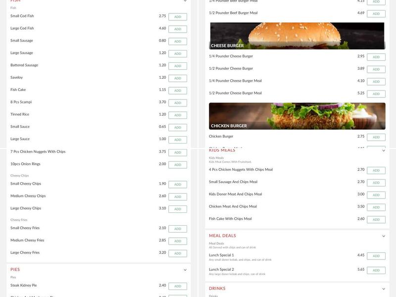 Stan's Fish Bar Menu