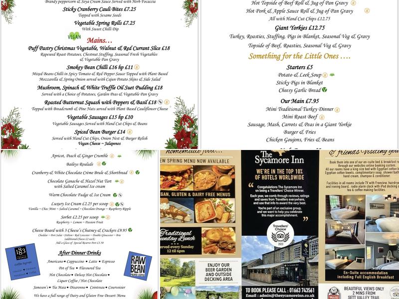 The Sycamore Inn Menu